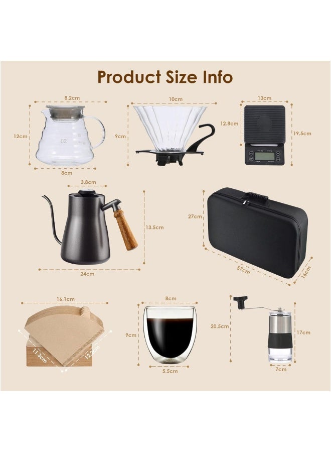 HXDream V60 Pour Over Coffee Set,8-Piece Drip Coffee Maker Set,Hand Brewing Coffee Accessories Kit,ALL In 1 Portable Travel Bag 52*17*28cm - Image 4